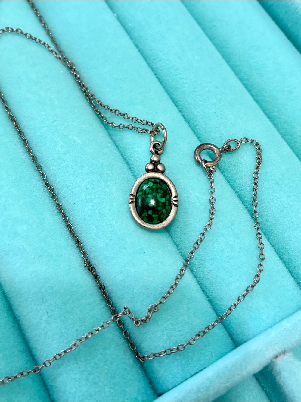 Carolyn Pollack Sterling Silver Green Turquoise Vintage Necklace